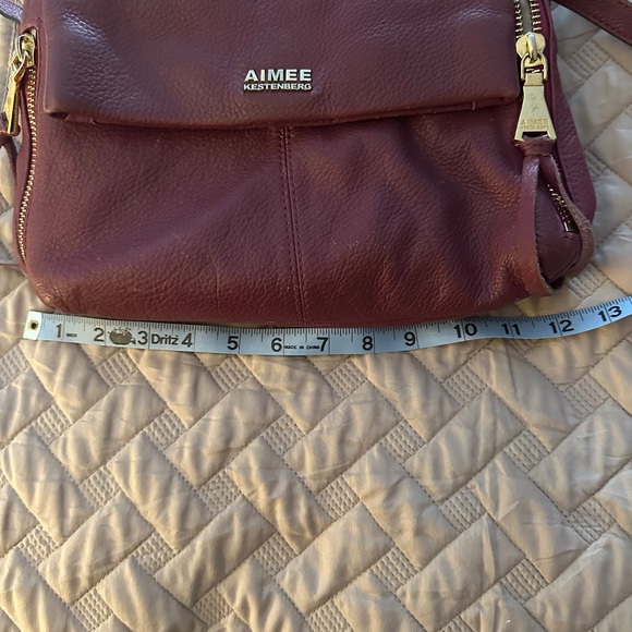 Crossbody lamb leather Aimee Kestenberg raspberry leather crossbody with wallet - Picture 12 of 14